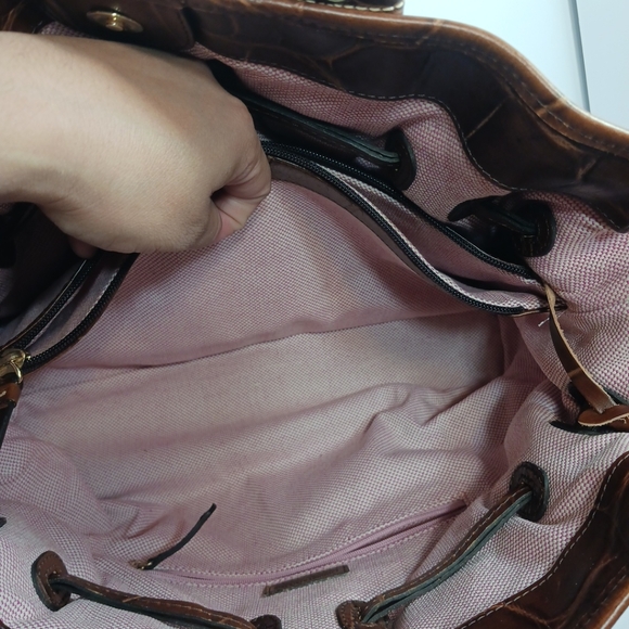 Dooney & Bourke Medium Chiara Bag Brown Crocodile Tote Purse Shoulder Bag - Picture 9 of 14